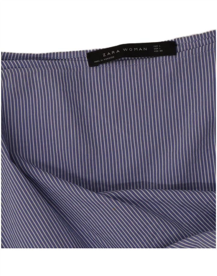 Zara Damen-Blusenoberteil mit 3/4-Ärmeln, UK-Größe 46, Größe L, blau gestreift
