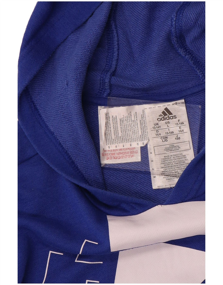 ADIDAS Kapuzenpullover mit Grafik für Jungen, 13–14 Jahre, blaue Baumwolle