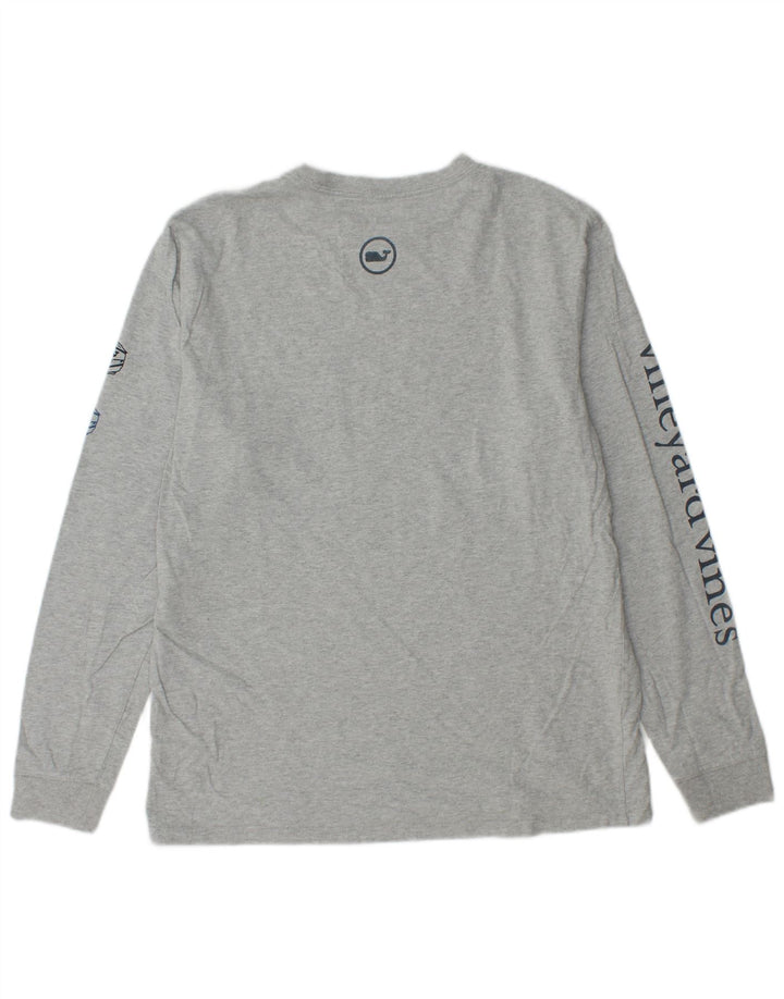 VINEYARD VINES Herren-Grafikoberteil, langärmelig, klein, graue Baumwolle