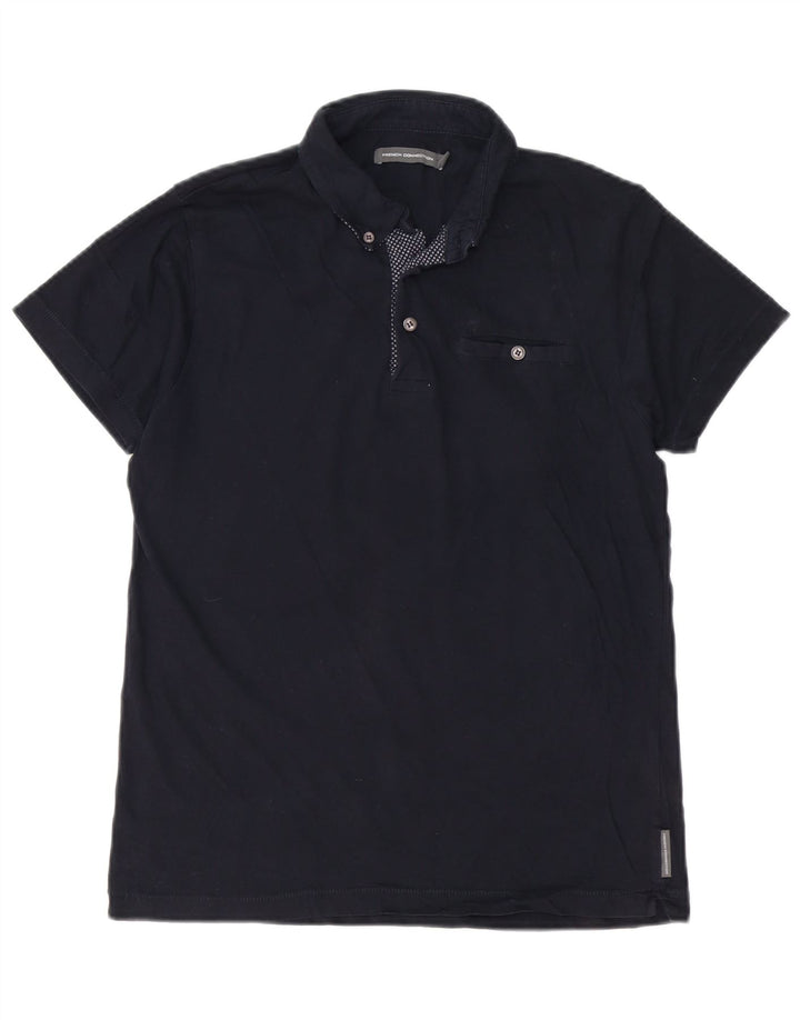 French Connection Herren-Poloshirt aus mittelblauer Baumwolle in Marineblau