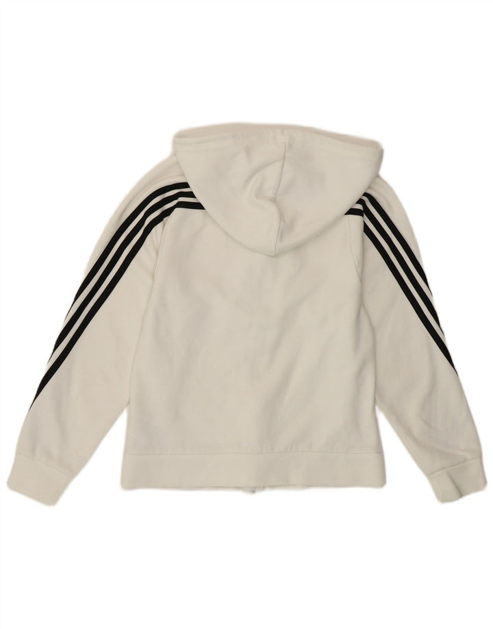 ADIDAS Damen Zip Hoodie Pullover UK 4/6 XS Weiße Baumwolle