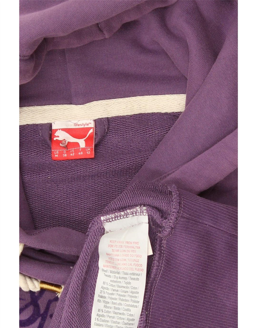 Puma Womens Graphic Hoodie Pullover UK 12 Mittellila Baumwolle