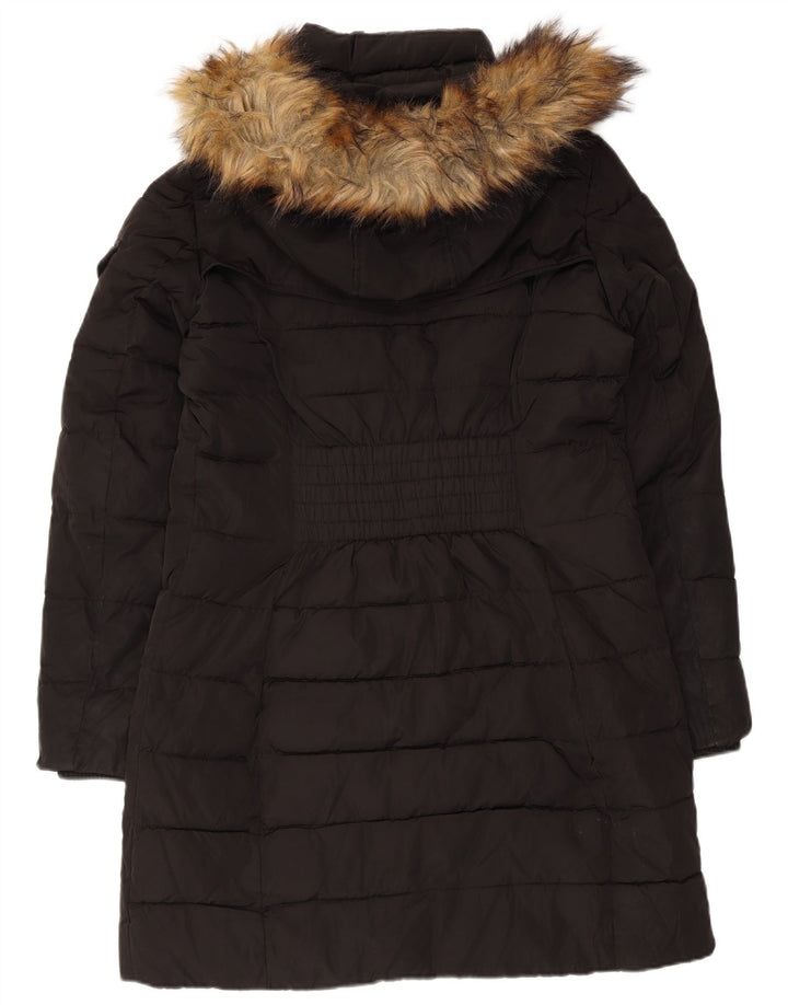 Michael Kors Wattierter Damenmantel mit Kapuze, UK 14, Mittelschwarz, Polyester