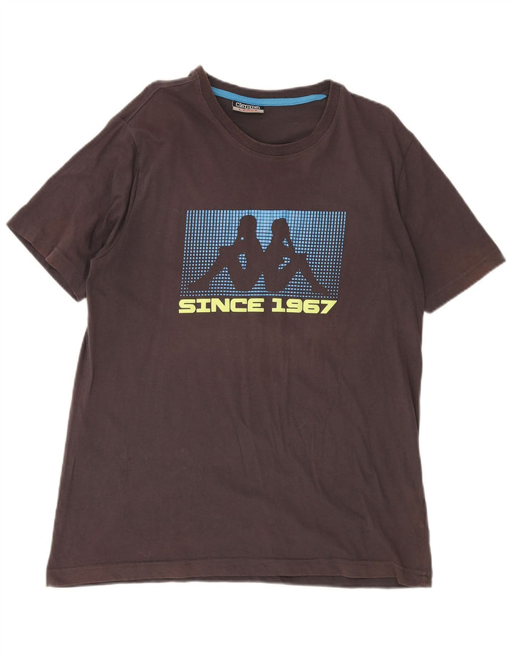 KAPPA Herren-T-Shirt mit Grafik, groß, braune Baumwolle