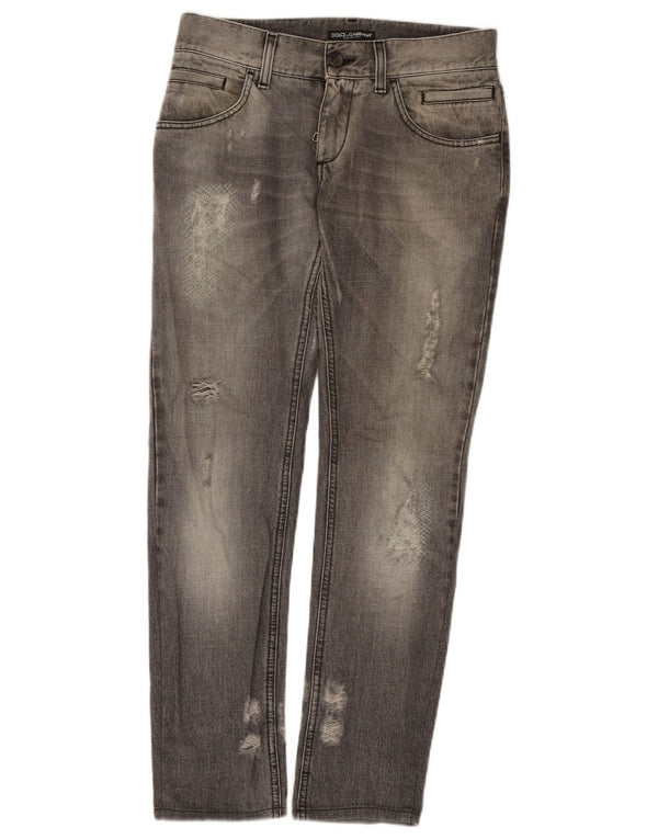 Dolce & Gabbana Womens Distressed Slim Jeans IT 44 Medium W30 L31 Grey