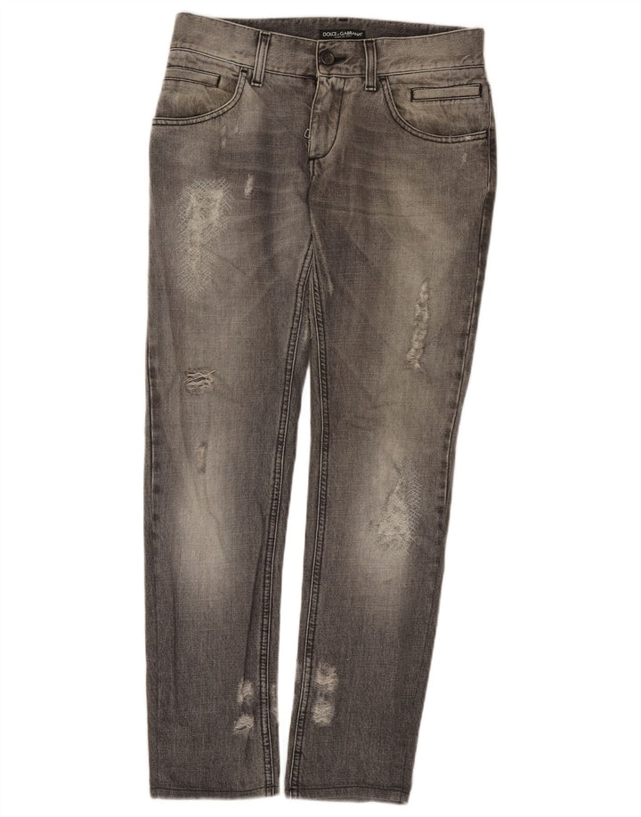 Dolce & Gabbana Damen Distressed Slim Jeans IT 44 Mittel W30 L31 Grau