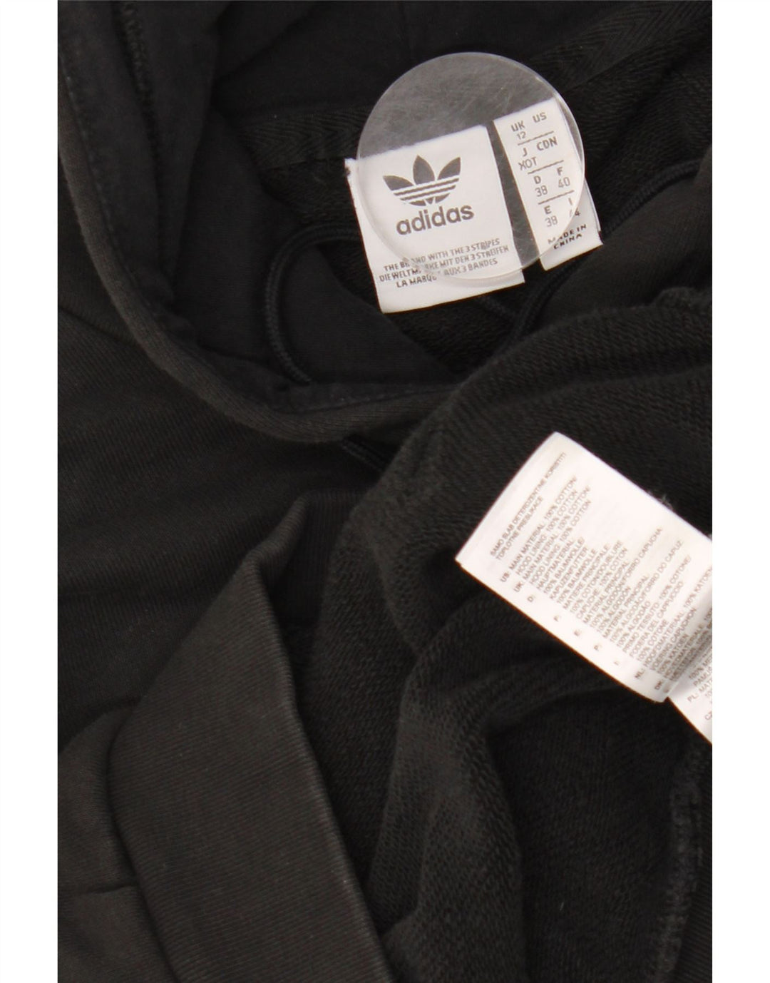 ADIDAS Womens Graphic Oversized Hoodie Pullover UK 12 Mittelschwarze Baumwolle