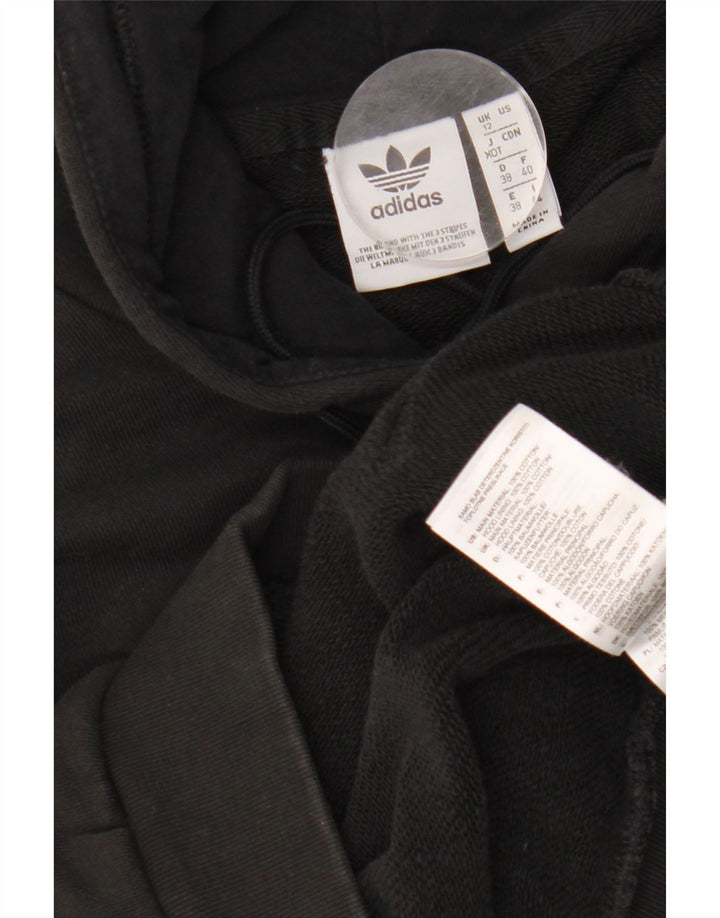 ADIDAS Womens Graphic Oversized Hoodie Pullover UK 12 Mittelschwarze Baumwolle