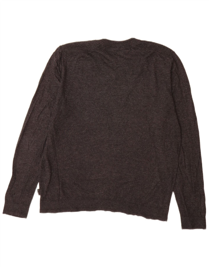 Ted Baker Herren-Pullover mit V-Ausschnitt, Größe 5, XL, graue Wolle