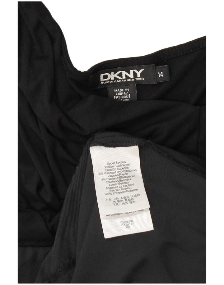 Dkny Damen Etuikleid US 14 XL Schwarze Colourblock-Viskose