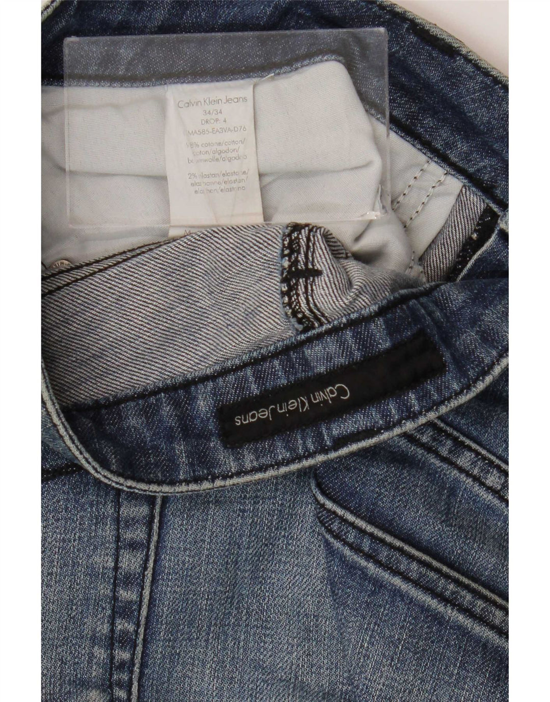 Calvin Klein Herren Slim Jeans W34 L34 Blaue Baumwolle