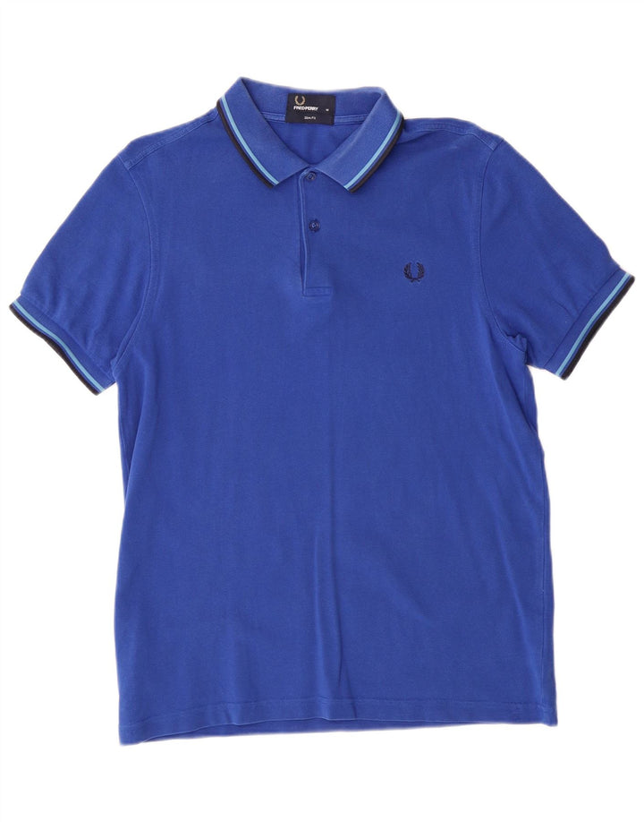 Fred Perry Herren Slim Fit Poloshirt Mittelblaue Baumwolle