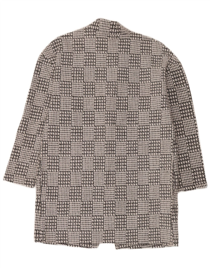 Marks & Spencer Womens Open Overcoat UK 14 Large Black Houndstooth