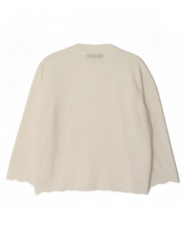 Marks & Spencer Womens Open Cardigan Sweater UK 12 Medium White Viscose