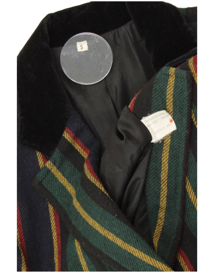 VINTAGE Damen 2-Knopf-Blazerjacke UK 10 Klein Mehrfarbig gestreift