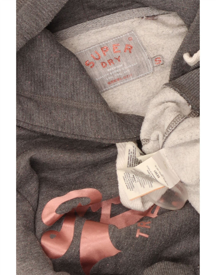 SUPERDRY Damen-Kapuzenpullover mit Grafik, UK 10, Größe S, Grau, Polyester