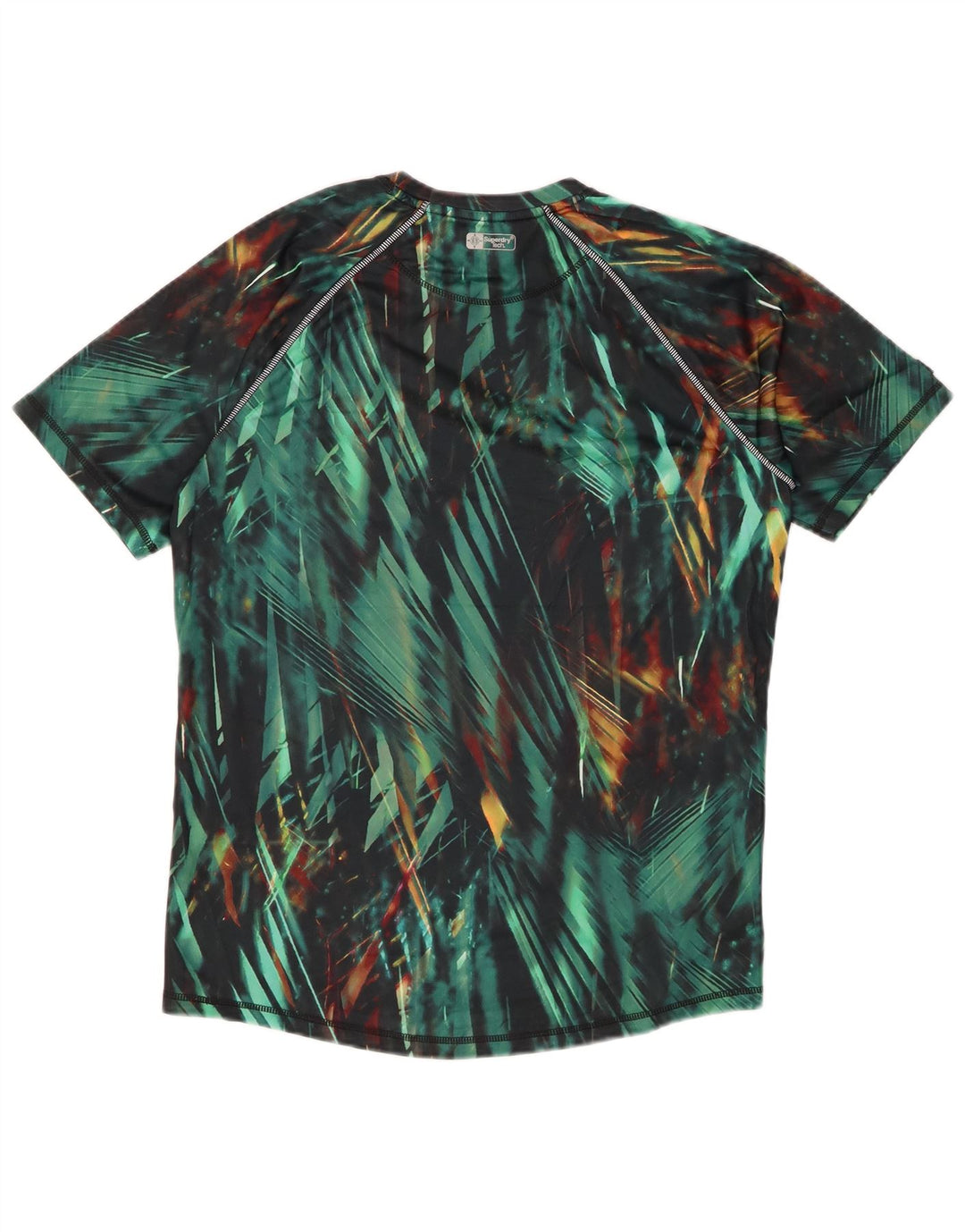 SUPERDRY Aktives T-Shirt-Oberteil für Herren in Mittelgrün mit geometrischem Muster