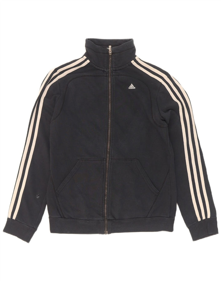 Adidas Damen Trainingsanzug Top Jacke UK 8/10 Small Schwarz Baumwolle