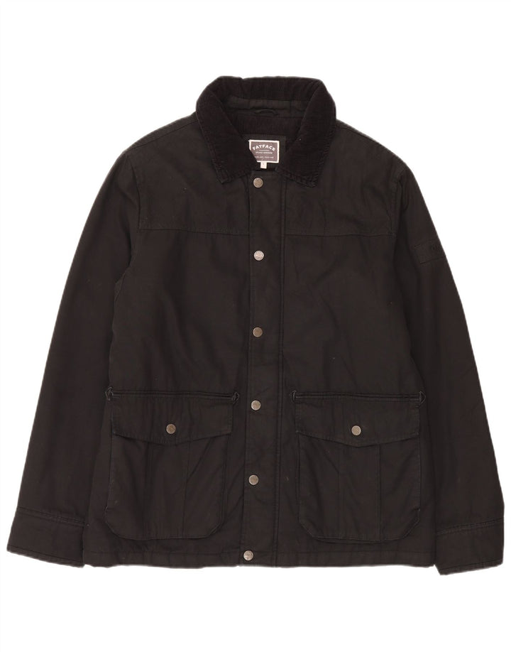 Fat Face Herrenjacke aus gewachster Baumwolle, Größe 40, Schwarz