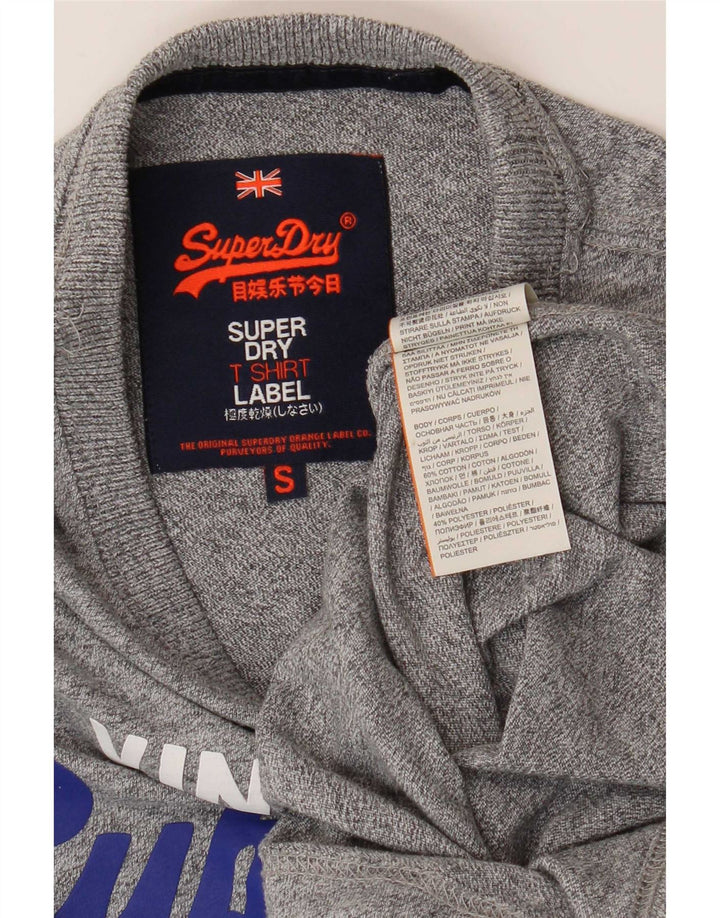Superdry Herren-T-Shirt mit Grafik, Größe S, grau gesprenkelte Baumwolle