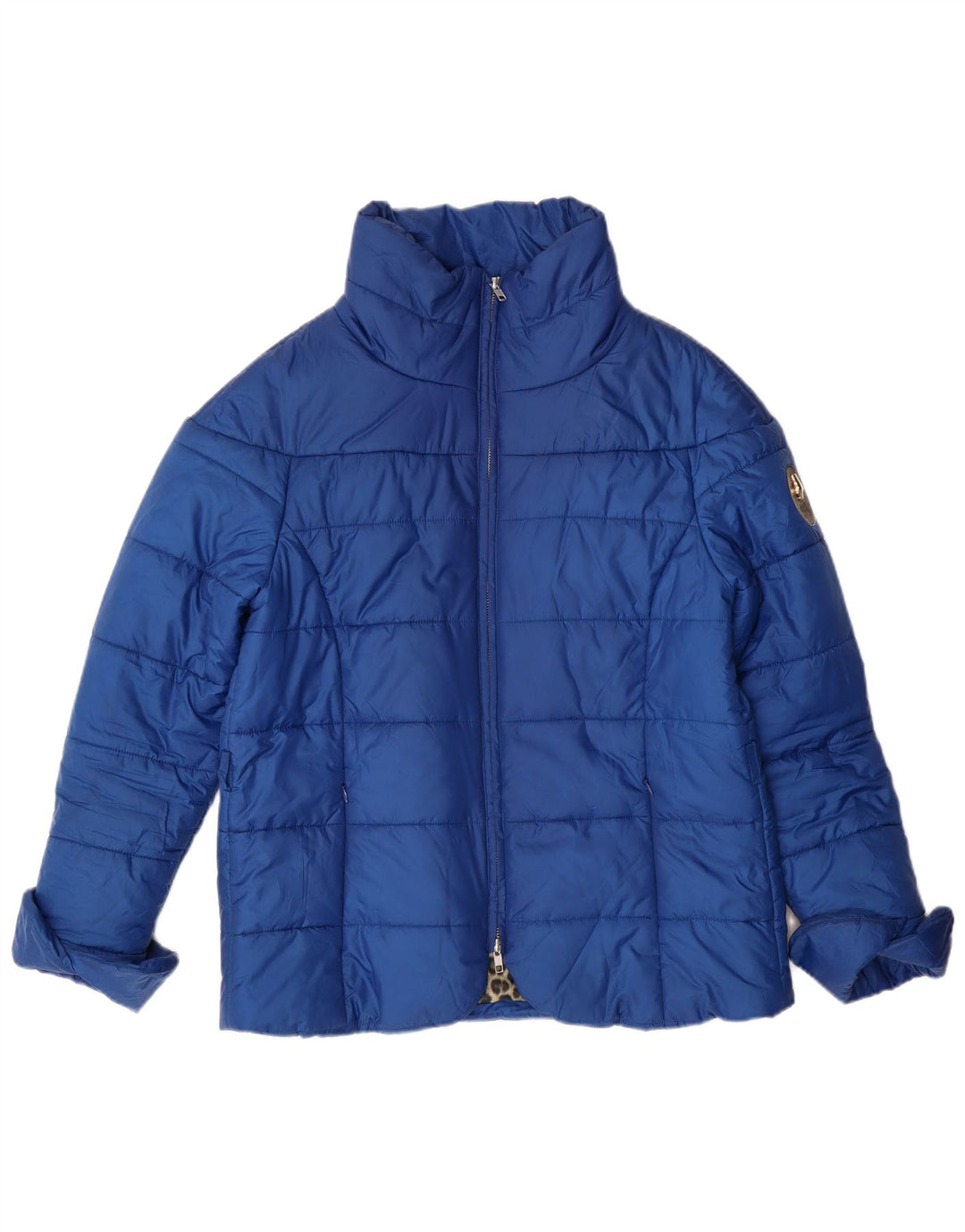 CAVALLI Damen Wattierte Jacke IT 46 Large Blau Polyester