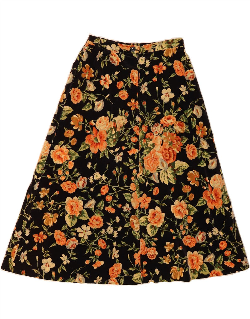 BETTY BARCLAY Womens A-Line Skirt W26 Small Black Floral Cotton Vintage Betty Barclay and Second-Hand Betty Barclay from Messina Hembry 