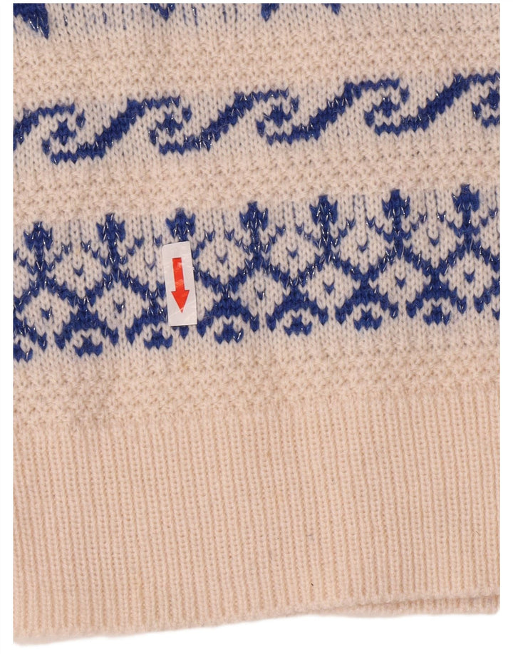 Monsoon Damen-Pullover mit Rollkragen, UK 12, Mittelweiß, Fair Isle