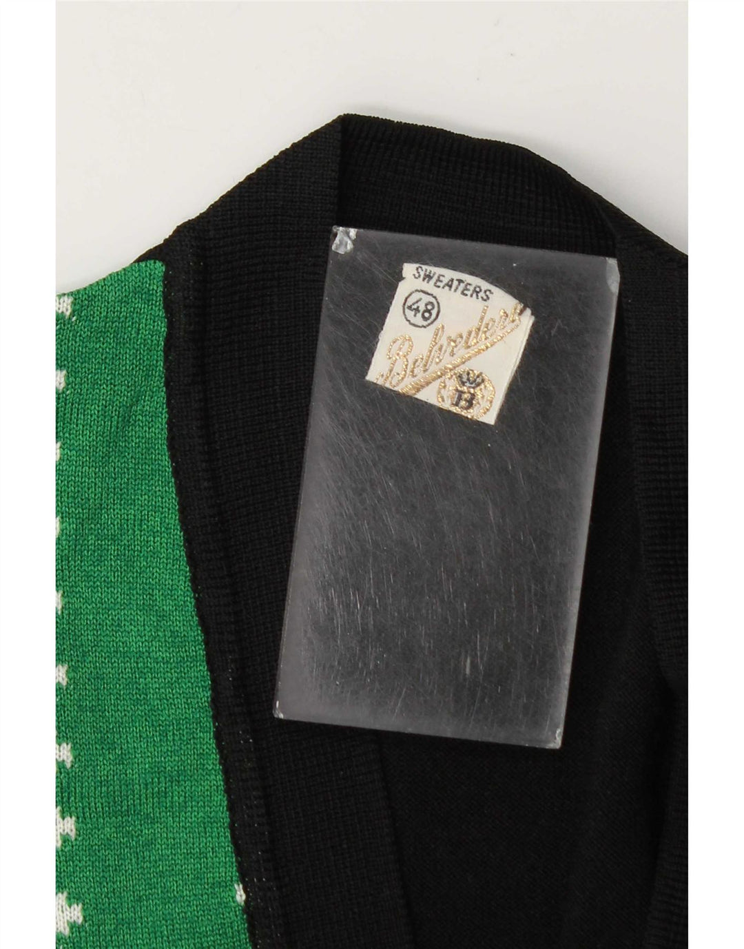 Vintage Damen Cardigan Pullover IT 48 XL Schwarz Farbblock
