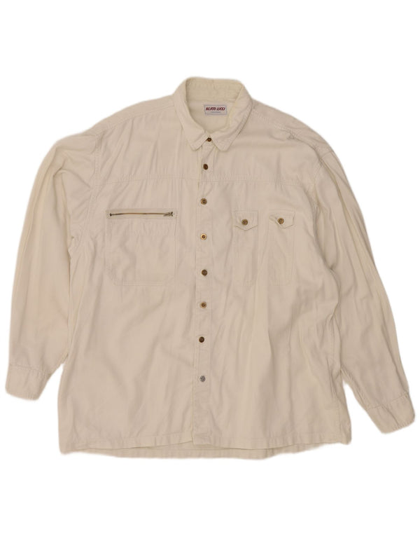 Berto Lucci Herren Jeanshemd XL Weiße Baumwolle