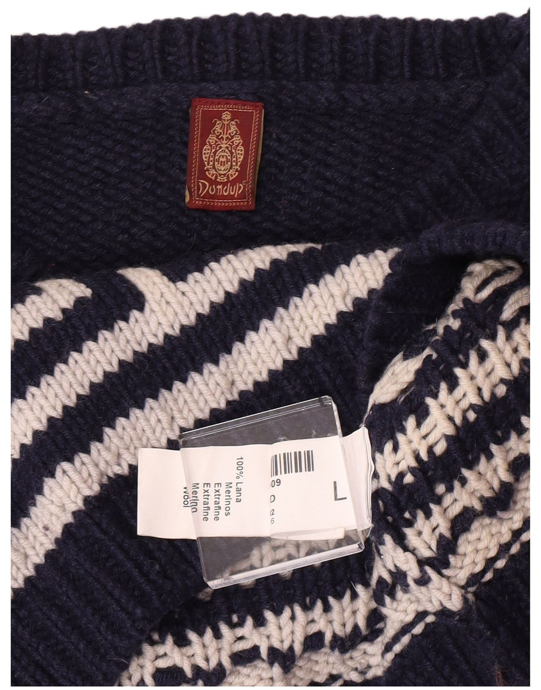 Dondup Herren-Pullover mit Rundhalsausschnitt, groß, marineblau, geometrische Wolle