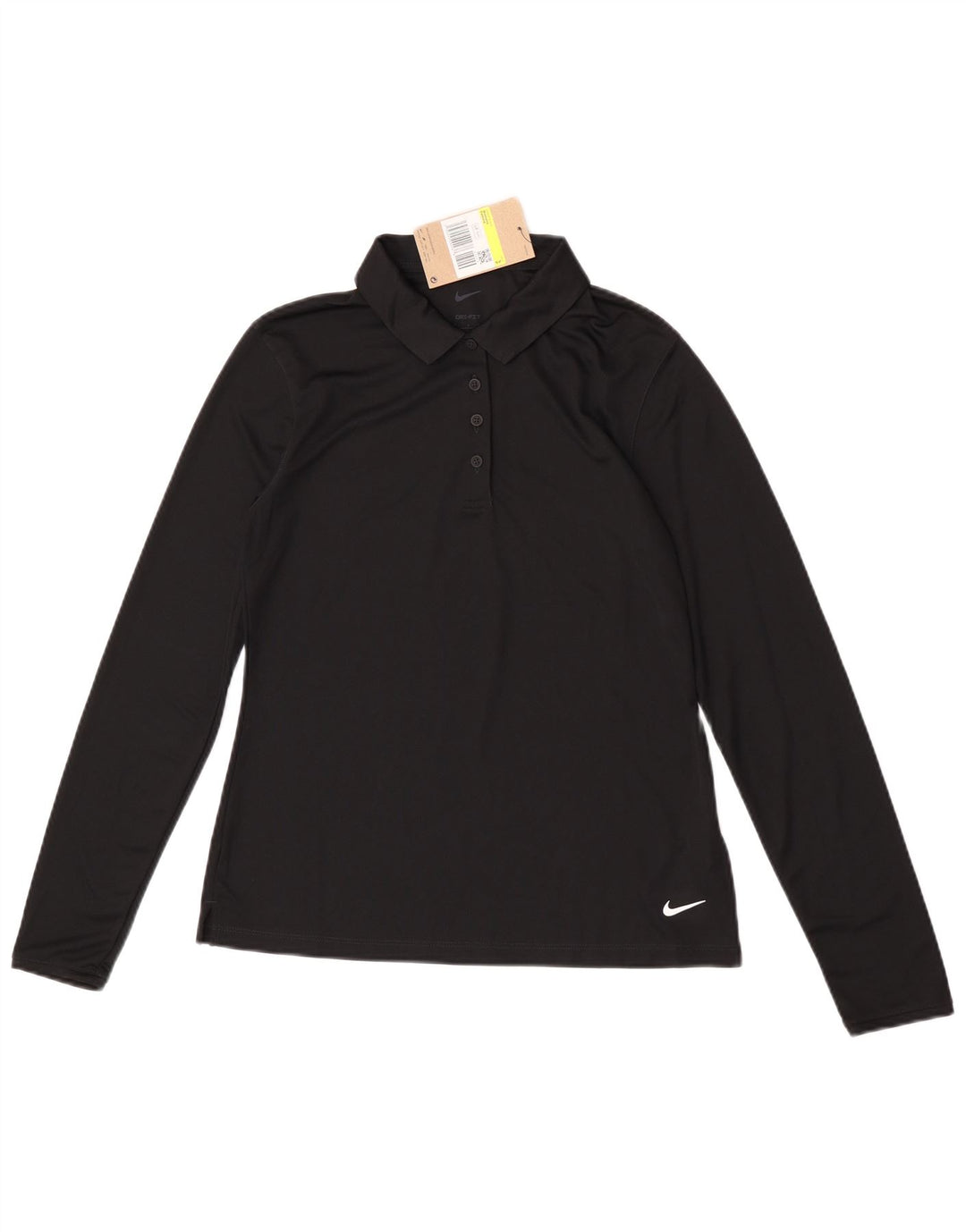 Nike Damen Dri Fit Langarm-Poloshirt, Größe S, Schwarz, Polyester