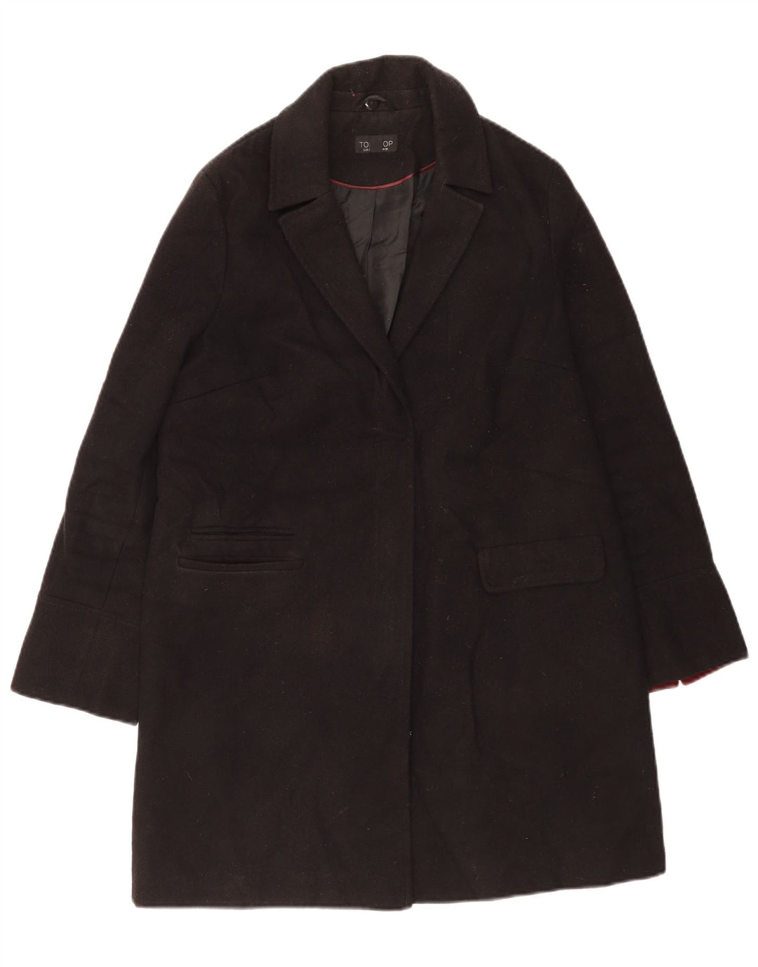Topshop Damen Übergroßer Mantel UK 10 Small Schwarz Polyester