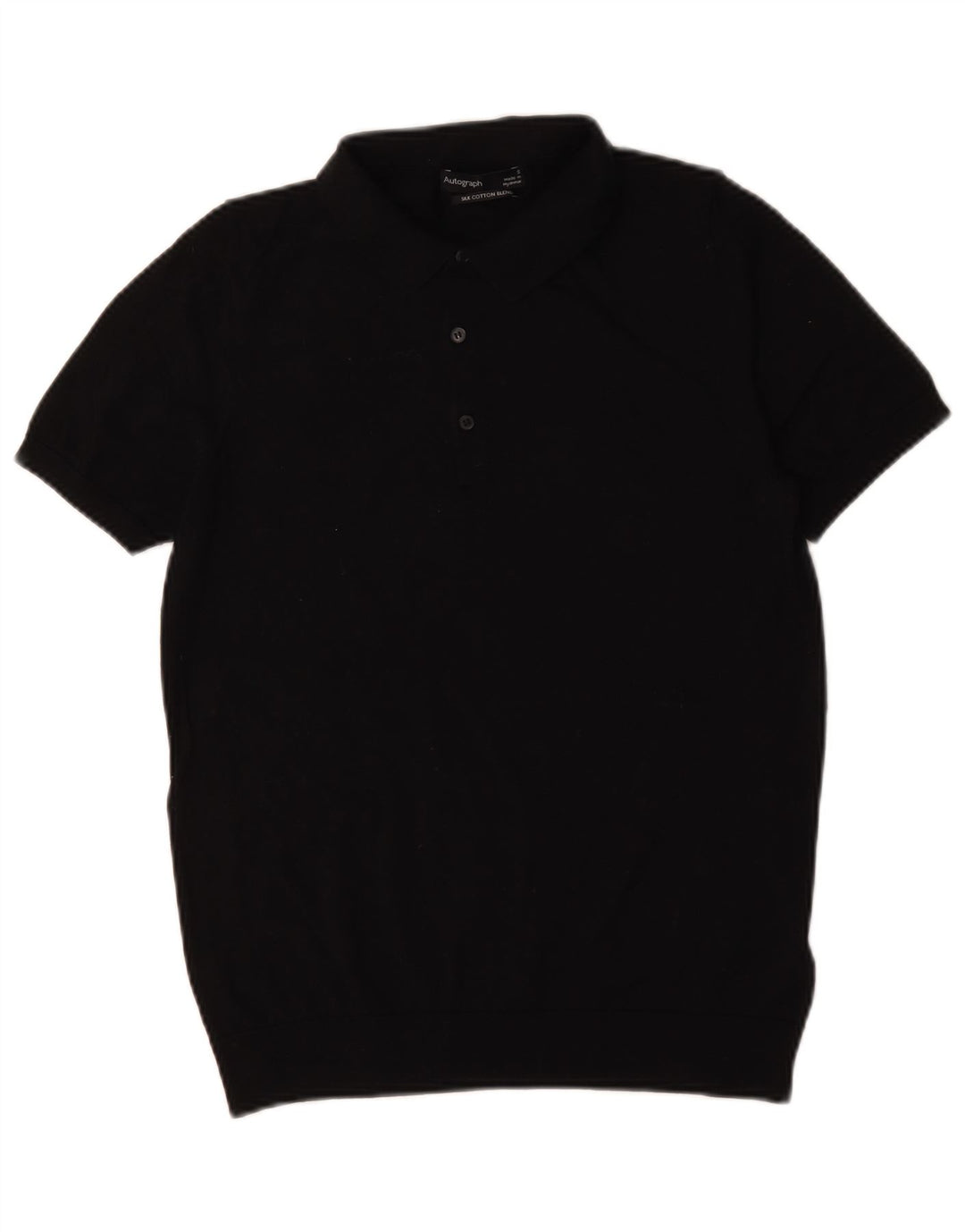 Marks & Spencer Herren-Autograph-Poloshirt, Größe S, schwarze Baumwolle