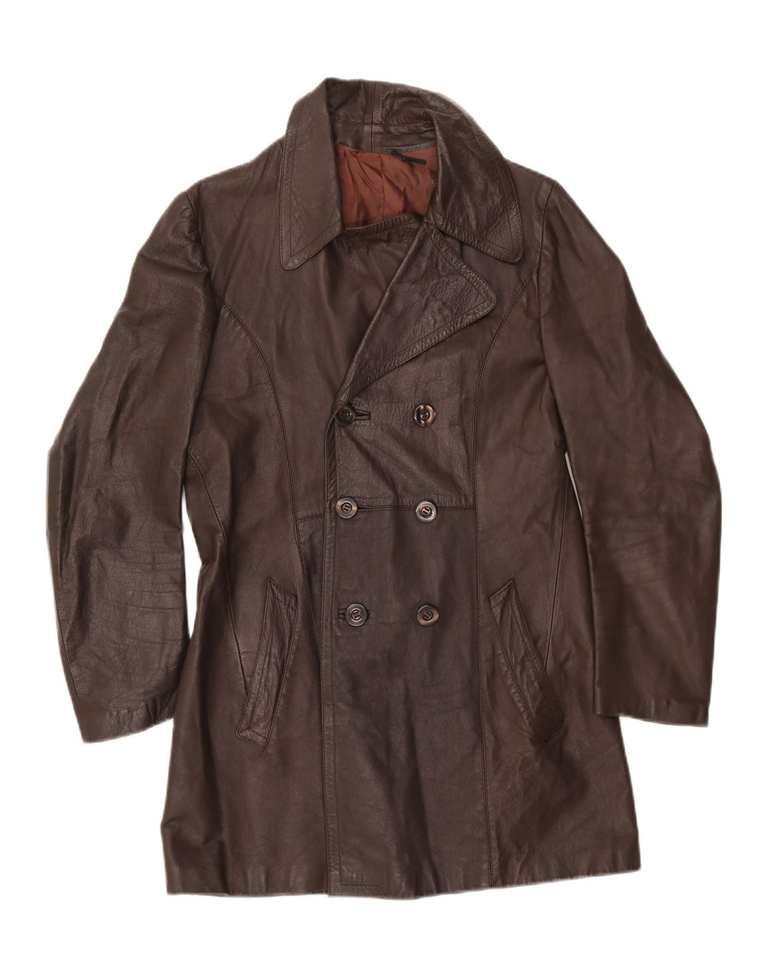 VINTAGE Damen Ledermantel IT 50 XL Braun