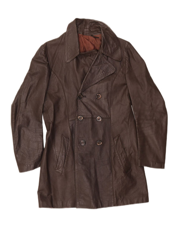 VINTAGE Damen Ledermantel IT 50 XL Braun