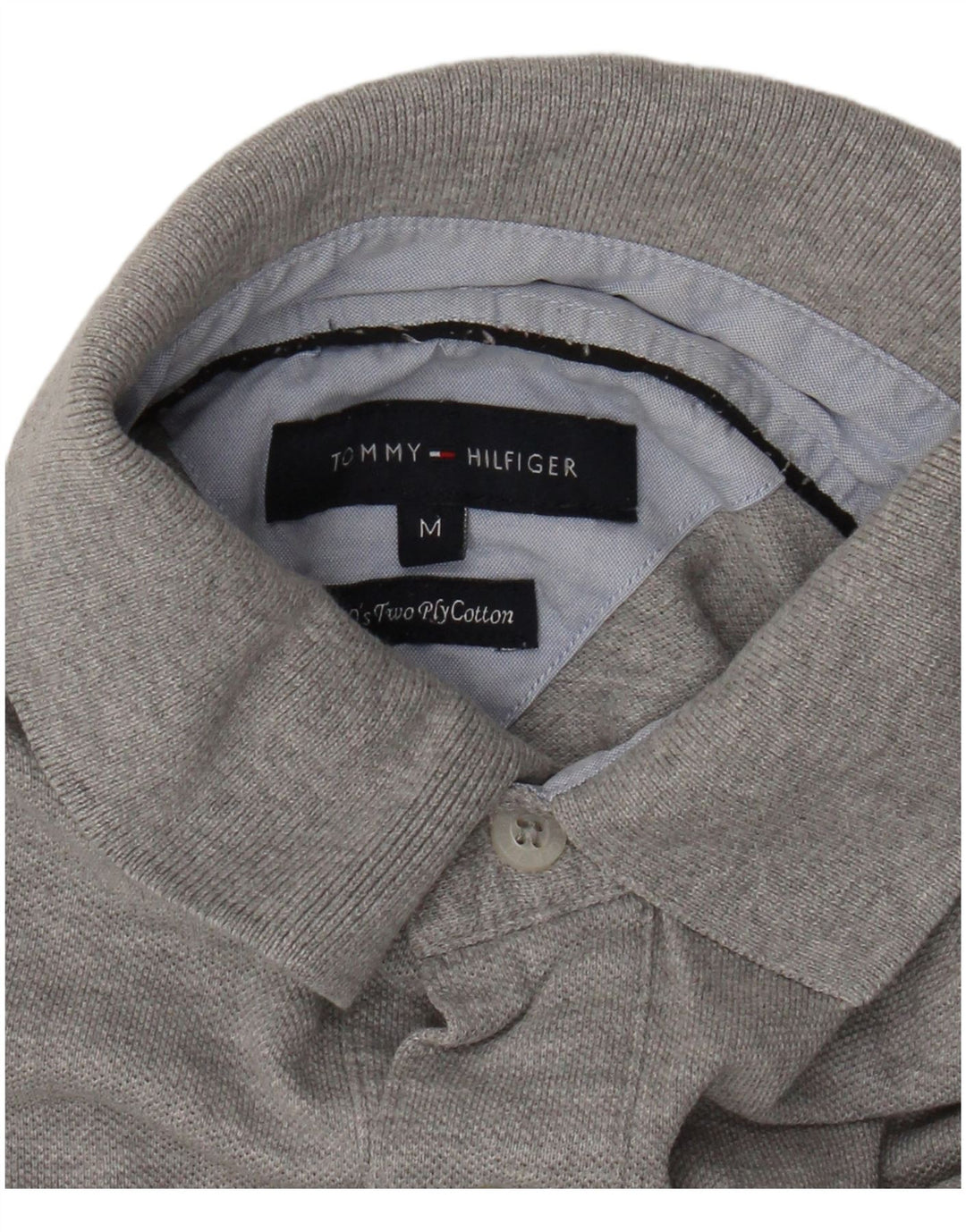 Tommy Hilfiger Herren-Poloshirt aus mittelgrau gefleckter Baumwolle