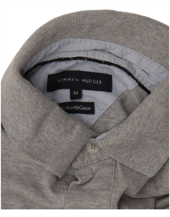 Tommy Hilfiger Herren-Poloshirt aus mittelgrau gefleckter Baumwolle