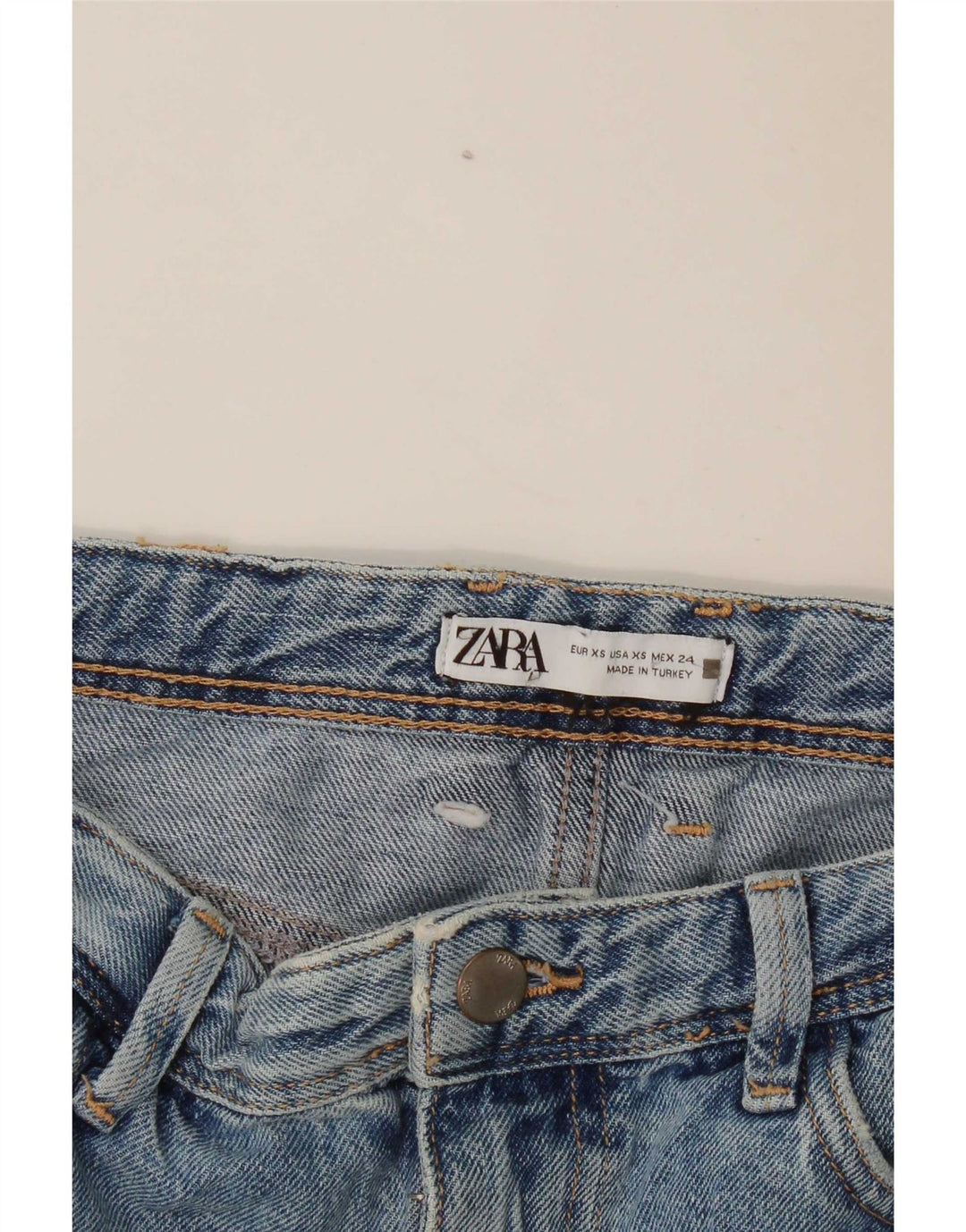 Zara Damen Maxi-Jeansrock im Distressed-Look XS W24 Blau