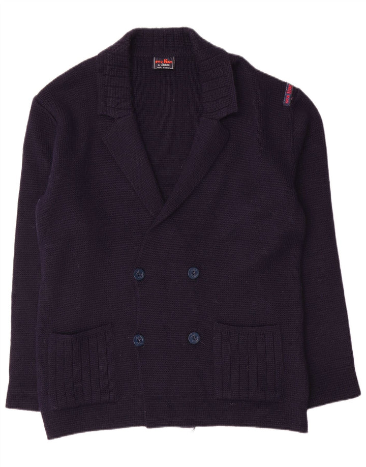 Settebello Herren-Strickjacke aus mittelblauer Wolle in Marineblau
