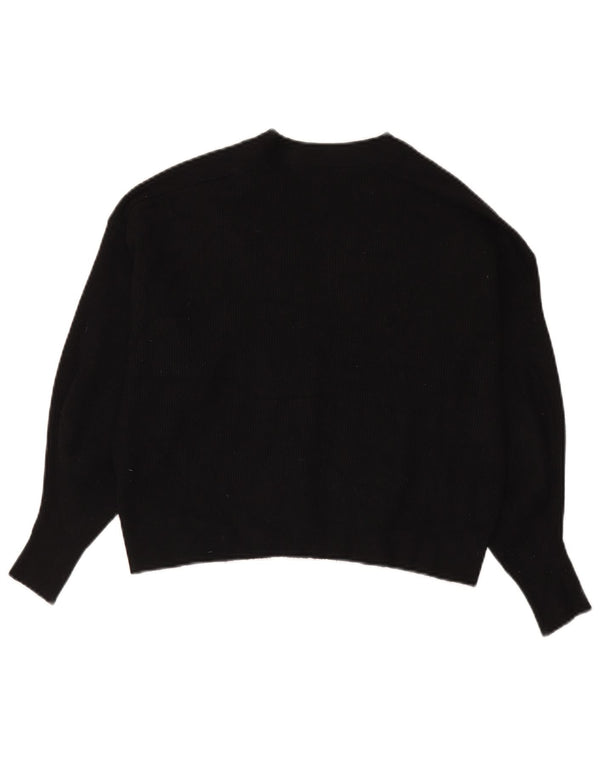 Zara Damen Crop Oversized Cardigan Pullover UK 10 Small Schwarze Viskose