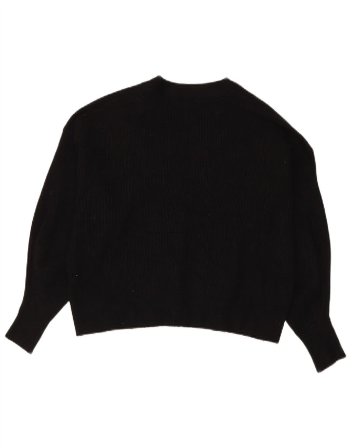 Zara Damen Crop Oversized Cardigan Pullover UK 10 Small Schwarze Viskose