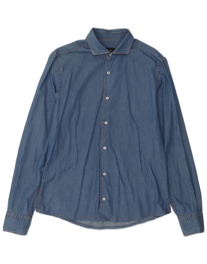 MASSIMO DUTTI Herren Jeanshemd Mittelblau