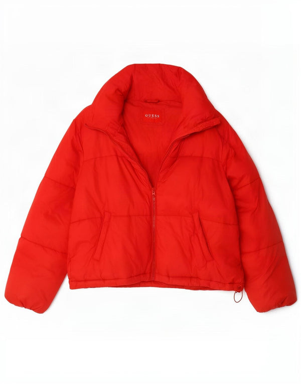 Guess Übergroße gepolsterte Damenjacke UK 14 Mittelrotes Polyamid