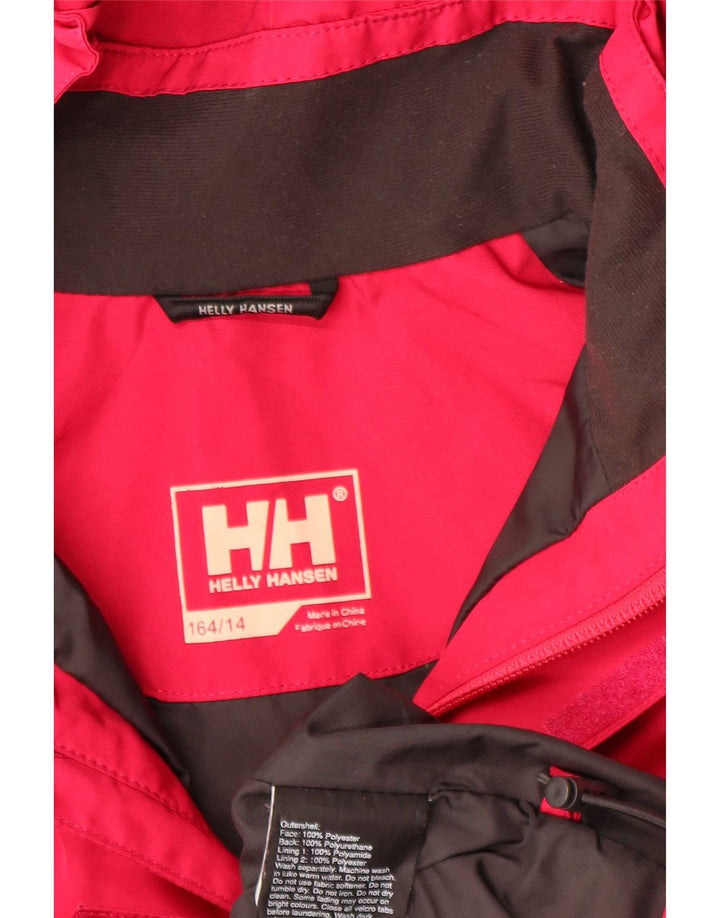Helly Hansen Mädchen-Windbreakerjacke mit Kapuze, 13–14 Jahre, rotes Polyester