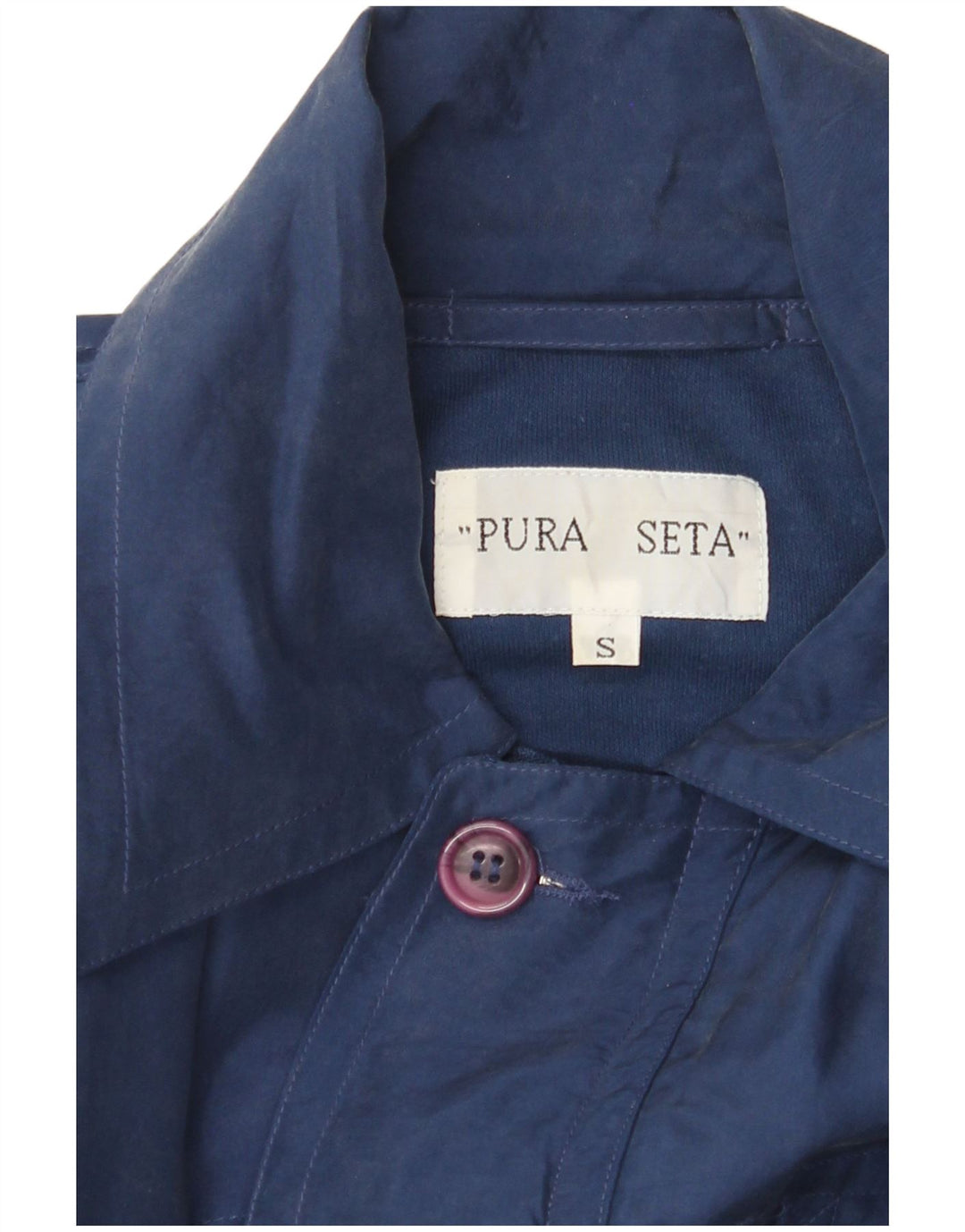 PURA SETA Herren-Utility-Jacke UK 36 Small Blaue Seide