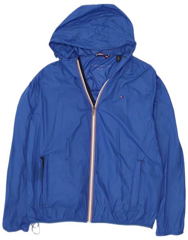 Tommy Hilfiger Herren-Regenjacke mit Kapuze, UK 42 XL, blaues Nylon