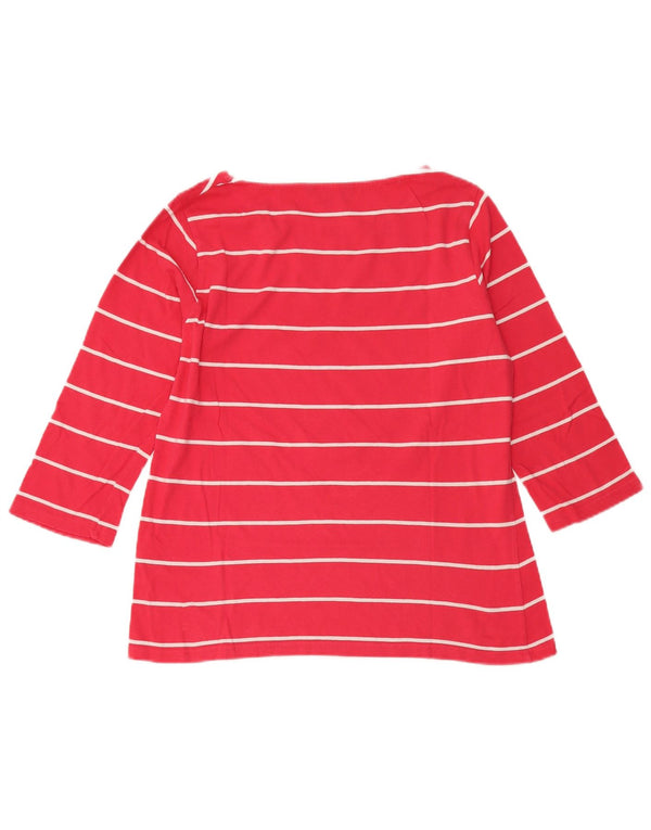 Crew Clothing Damen-Top, 3/4-Ärmel, UK 14, mittelrot, gestreift, Baumwolle