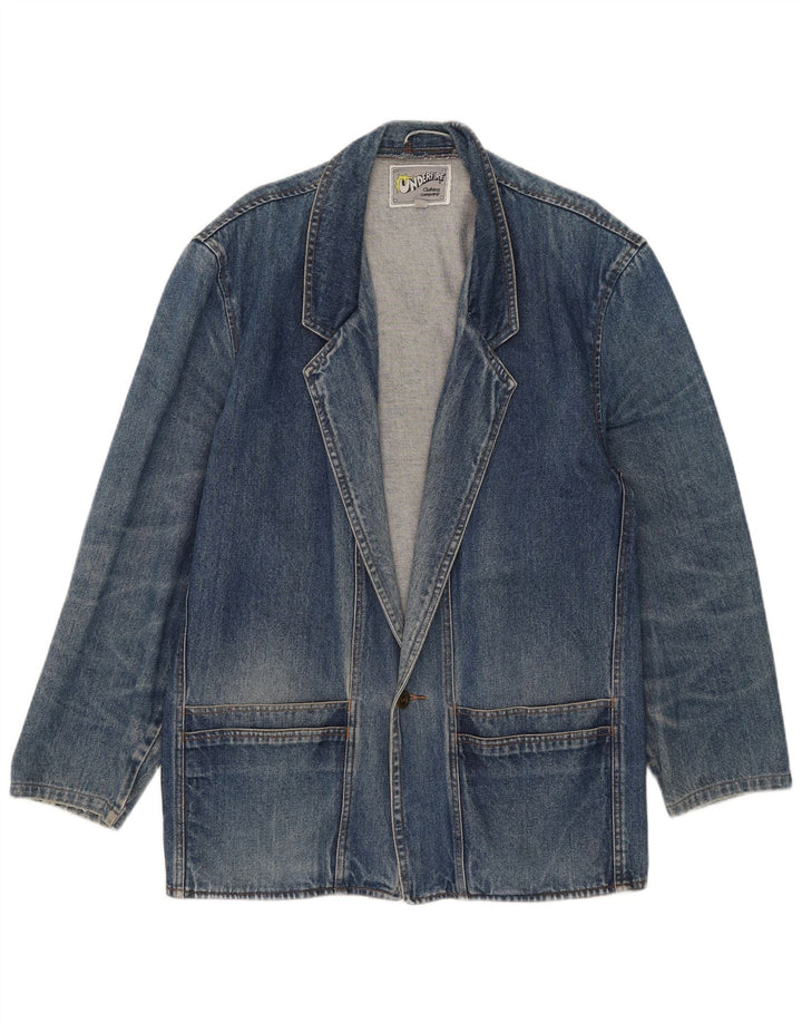 Vintage Herren 1 Knopf Denim Blazer Jacke IT 48 Mittelblaue Baumwolle