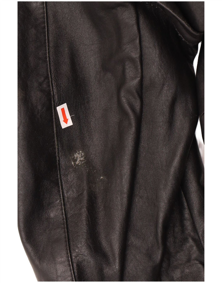 Vintage Herren Zweireihige Lederjacke UK 40 Großes schwarzes Leder