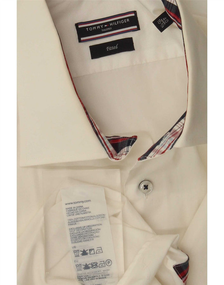 Maßgeschneidertes, tailliertes Herrenhemd von Tommy Hilfiger, Größe 40, 15 3/4, Mittel, gebrochenes Weiß